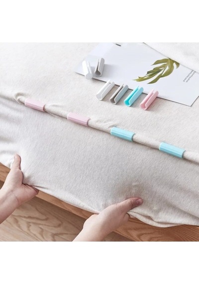 12 Adet Çok Amaçlı Pratik Yatak Yorgan Çarçaf Tutucu Sabitleyici Organizer Klips Plastik Gri Diğer