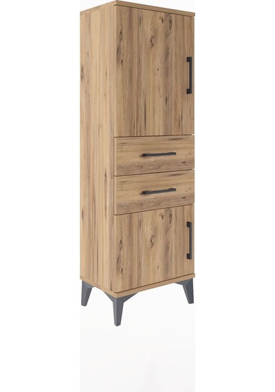 Arges Dolap 2 Raflı 2 Çekmeceli 2 Kapaklı 44x30x134 Çam-çam Çam