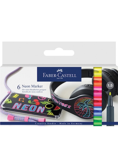 Neon Markör 6'lı Set,canlı Renkler, 1.5 Mm Uç, Yüksek Kalite Çok Renkli