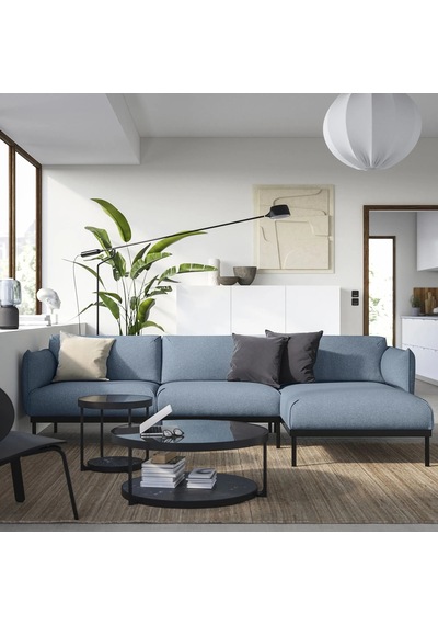 Ikea Açık Mavi Rahat Kanepe - Uzanma Koltuklu 3'lü Kanepe
