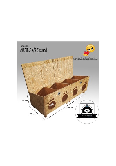 Kedigram Kedi Kulübesi Kedi Evi Profesyonel Multible Greenroof 4/8