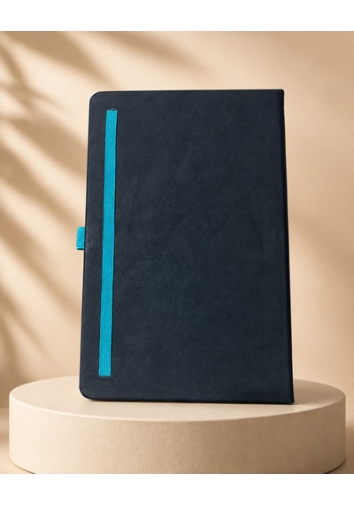 Modern Tasarım Lastikli Ajanda/defter Siyah - Mavi