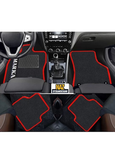 Seat Leon 1p 2006-2012 Siyah Halı Kırmızı Kenar Petek Topuk