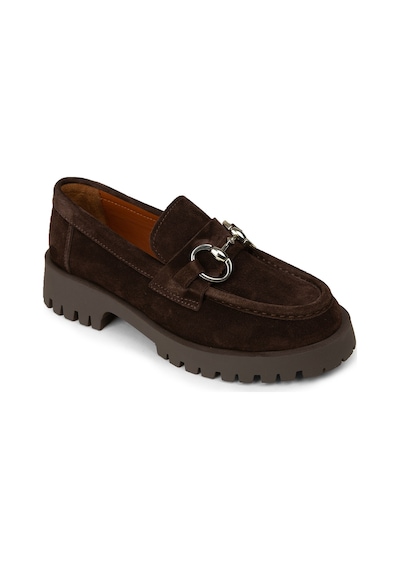 Deery Kadın Hakiki Süet Kahverengi Tokalı Loafer - 02037zkhvc01 Kahverengi
