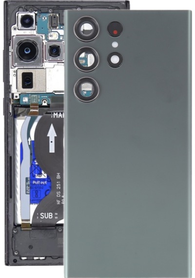 Teknonet Samsung Galaxy S23 Ultra Uyumlu Kamera Camlı Batarya Kapağı - Yeşil Yeşil