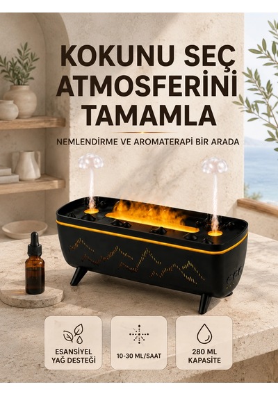 Uzaktan Kumandalı Hava Nemlendirici Aromaterapi Difüzörü 2 4 8 Saat Zamanlayıcılı Siyah