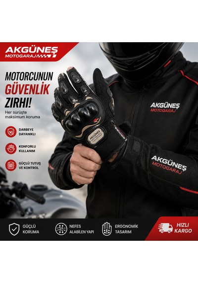 Akgüneş Motogaraj Motosiklet Koruma Eldiveni Ve Termal Kar Maskesi Kışlık Ekonomik Set Siyah