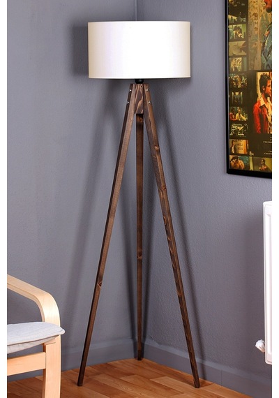 Tripod Lambader Krem Kahve Ahşap Ly511