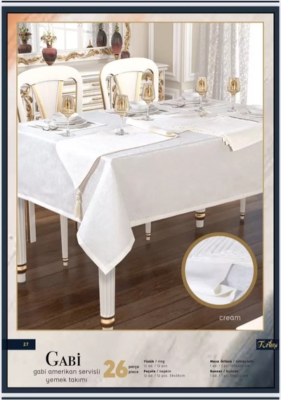 Kahveci.store Gabi Amerikan Servisli Siyah 26 Parça 12 Kişilik 155 220 Cm Masa Takımı 22