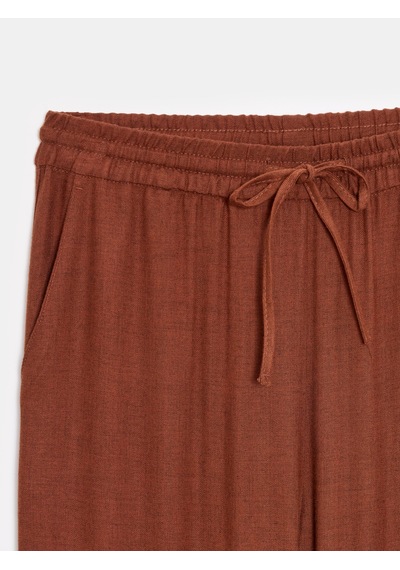 Dilvin 72225 Beli Lastikli Dökümlü Pantolon-kiremit Kiremit