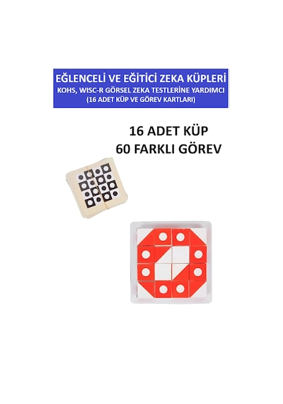 Görsel Eğitici Dikkat Zeka Ve Akıl Küpleri Kohs, Wisc-r Vb. Görsel Zeka Testlerine Yardımcı