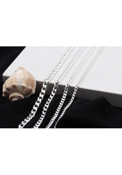 Glorria Gümüş 4mm Gurmet Zincir Kolye Gümüş