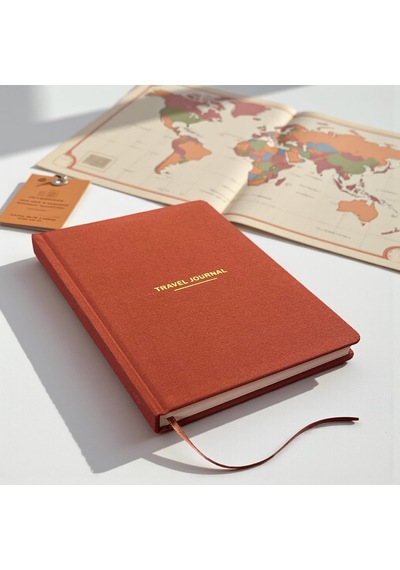 Travel Journal Sert Kapaklı Seyahat Günlüğü, A5 Boyutunda, Planlama & Anı Alanı Anı Def Kiremit