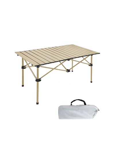 Sportaj Taşınabilir Kamp Masası Alüminyum Gövde Kolay Kurulum 120x55x50cm Sarı