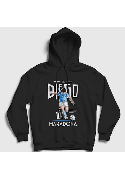 Presmono Unisex Futbol Sut Maradona Kapüşonlu Sweatshirt Siyah