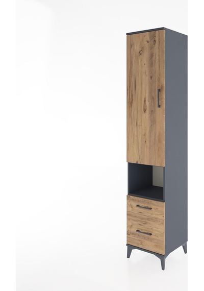Hyperion Dolap 3 Raflı 2 Çekmeceli Tek Askılı 44x44x221 Antrasit-çam Antrasit Hyperion Dolap 3 Raflı 2 Çekmeceli Tek Askılı 44x44x221 Antrasit-çam Antrasit