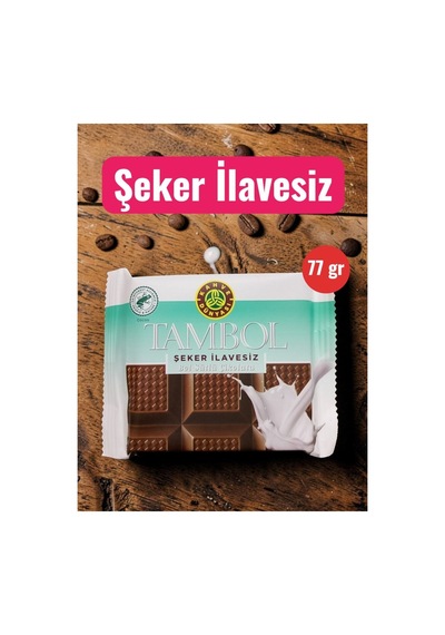 Tambol Şeker İlavesiz Bol Sütlü Çikolata 77 Gr % 36 Kakao - 886709875