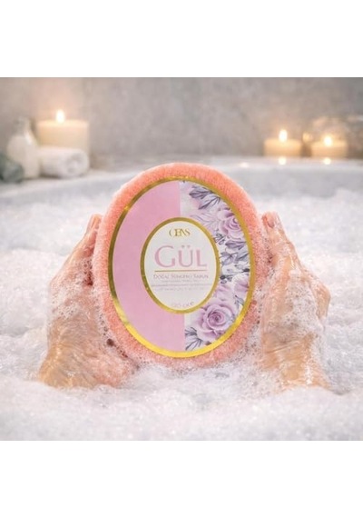 Gül Doğal Süngerli Sabun, Gül Kokulu, 120 Gr Acı Badem