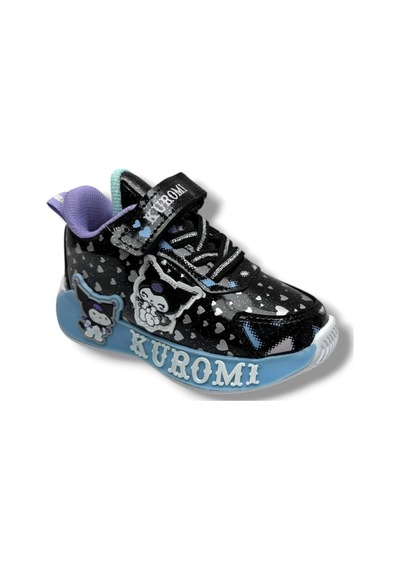 Cakgo Kuromi 725-26 Simli Parlak Deri Anatomik Kız Çocuk Sneaker Siyah Mavi 22-25 Siyah