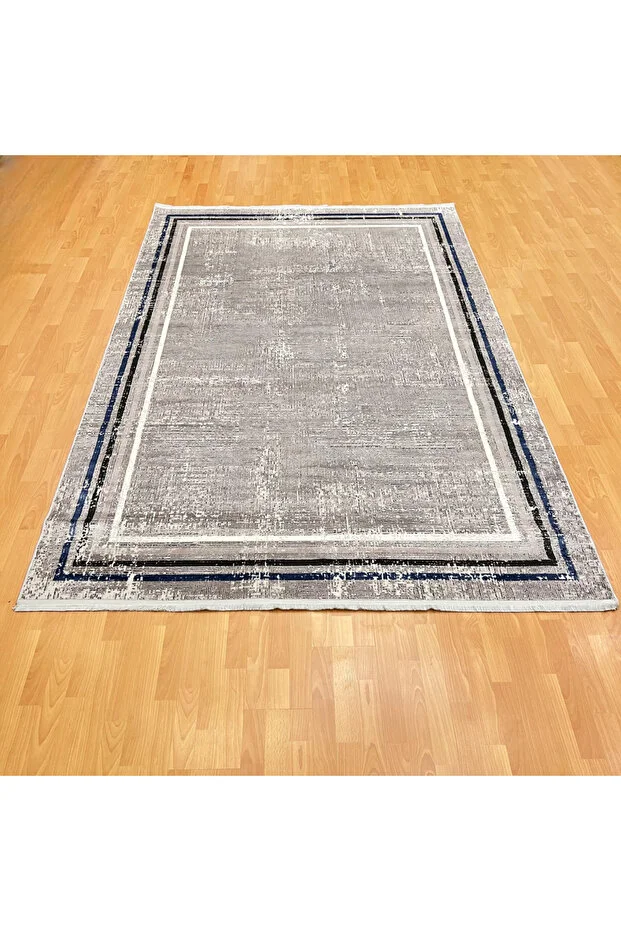 Mevlana Bazaar Amara 200 X 300 Bambu Yün Halı Bej - Lacivert