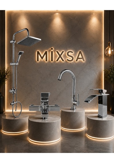 Lüx Robot Duş Seti Premium Banyo Bataryası Mutfak-lavabo Bataryası 4'lü Set Şık Tasarım Set Batarya Çeşmesi Musluğu Krom
