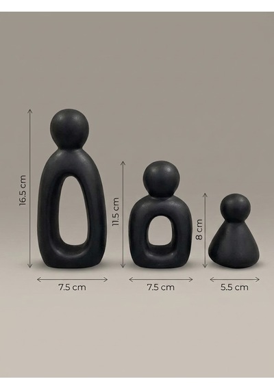 Kaveld Aura Family Minimalist Dekoratif Heykel 3'lü Set El Yapımı Modern Biblo Mermer Tozu & Çimento Kompozit Premium Salon Ve Ofis Dekoru Siyah Kaveld Aura Family Minimalist Dekoratif Heykel 3'lü Set El Yapımı Modern Biblo Mermer Tozu & Çimento Kompozit Premium Salon Ve Ofis Dekoru Siyah