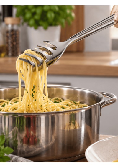 Beylini Paslanmaz Çelik Makarna Maşası 22 Cm Salata Servis Maşası Metal Spagetti Mutfak Maşası