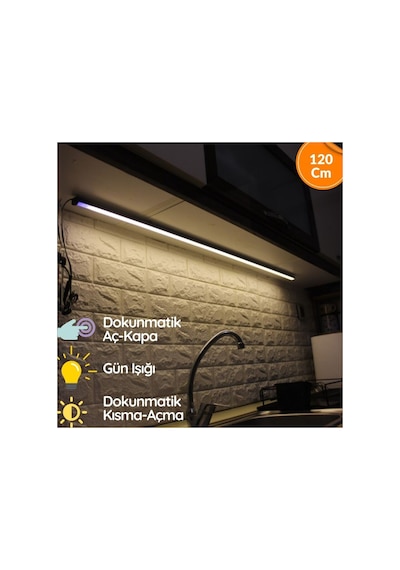 Mutfak Tezgah Üstü Dokunmatik Led Bar Aydınlatma Gün Işığı 120cm