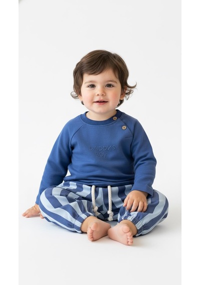 Miababy Çizgili Mummy&dadys Boy 2 Li Takım İndigo