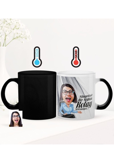Kişiye Özel Kolay Yetişmiyor Karikatürlü Sihirli Cam Kupa Bardak N11.829