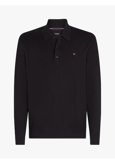 Tommy Hilfiger Pıma Org Ctn Cashmere Ls Polo Erkek Siyah Kazak - Mw0mw36519