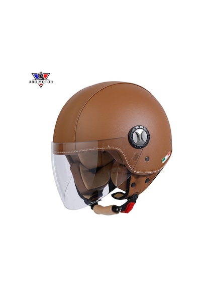 Sway Sw 701 Kahverengi Deri Yarım Kask