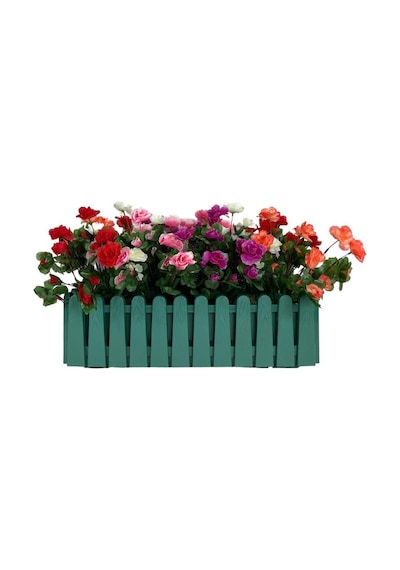 Yapay Çiçek Yeşil Çit Balkon Saksısı Renkli Açelya Çiçekli 55x20C