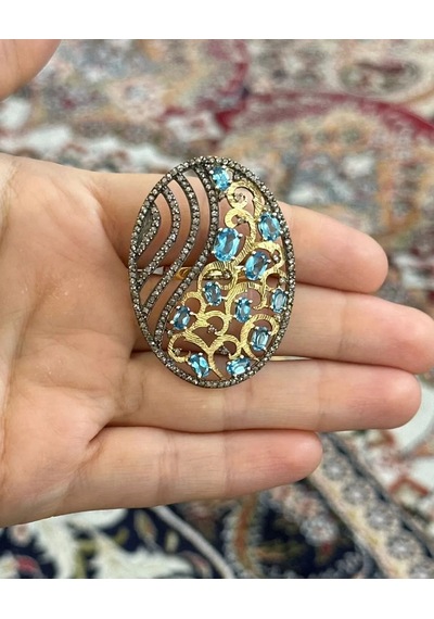 Mavi Topaz Elmas Yüzük 061