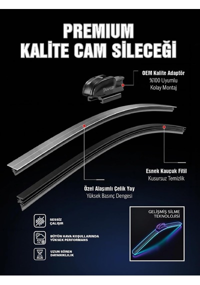 Sahler Aerovisor Tesla Model Y 2020 Ve Sonrası Uyumlu Ön Cam Silecek Takımı 650/500 Mm