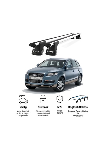 Trio-ıı Audi Q7 2006-2014 Uyumlu Kilitli Ara Atkı 135cm Port Bagaj Tavan Barı