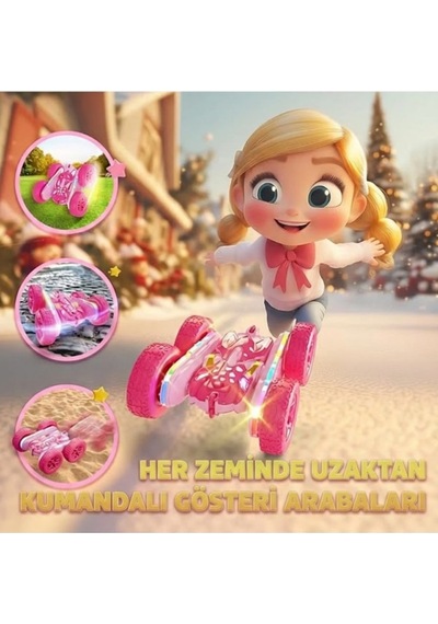 Uzaktan Kumandalı Işıklı Akrobat Araba 360 Derece Takla Atan Duman Püskürten Şarjlı Oyuncak Araba Kalpli