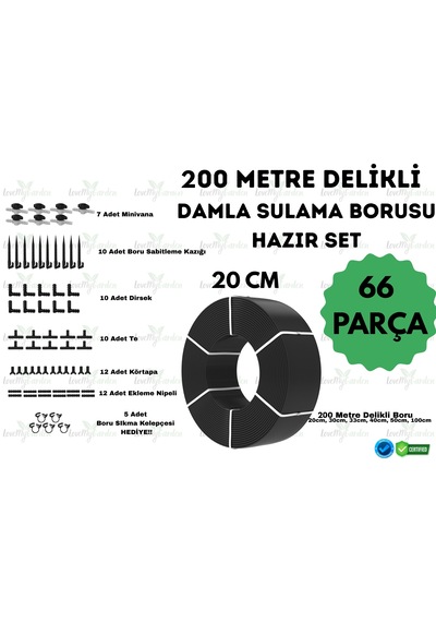 Lovemygarden 200 Metre Kendinden 20cm Delikli Damla Sulama Borusu Ve Sulama Seti - Ø16 Mm