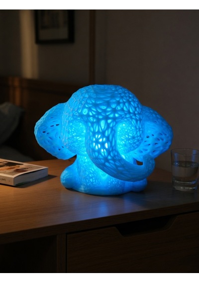Sevimli Fil Çocuk Odası Gece Lambası 3d Tasarım Led Işıklı Masaüstü Mesh Dekor Hediyelik Mavi
