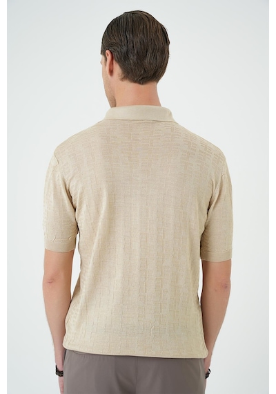Efor Comfort Fit Polo Yaka Pamuklu Kısa Kol Casual Bej Triko Tişört Tr 880 Bej