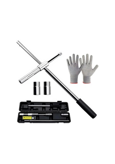 25 '' Genişletilmiş Lug Anahtarı Darbe Saklama Kutusu, Standart Soketli 4 Yollu Tekerlek Somun Anahtarı 17mm, 19mm,