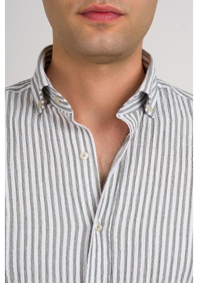 Modtime Slimfit Gofre Kumaş Pamuklu Yazlık Erkek Gömlek