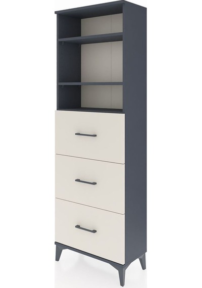 Arges Dolap 3 Raflı 3 Çekmeceli 60x30x182 Antrasit-aytaşı Antrasit