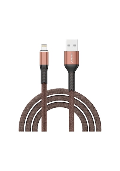 Usb Lightning Örgülü Hızlı Şarj Kablosu - Kahverengi Kırılmaz Kablo