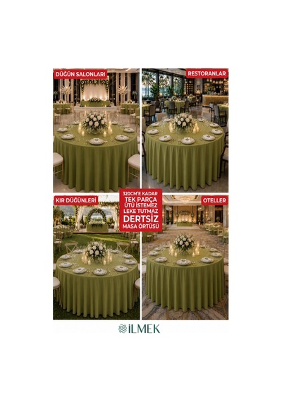 Dertsiz Yuvarlak Masa Örtüsü 280-300-320 Cm Geniş En Dikişsiz Düğün Davet Organizasyon Otel Restoran Haki Haki Dertsiz Yuvarlak Masa Örtüsü 280-300-320 Cm Geniş En Dikişsiz Düğün Davet Organizasyon Otel Restoran Haki Haki