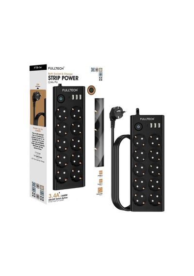 Ayrex Termal Akım Korumalı, 10'lu Priz Soketi, Isıya Dayanıklı Yapı, 10x Priz, 3x Usb, 1x Type-c Girişi, Çocuk K 0