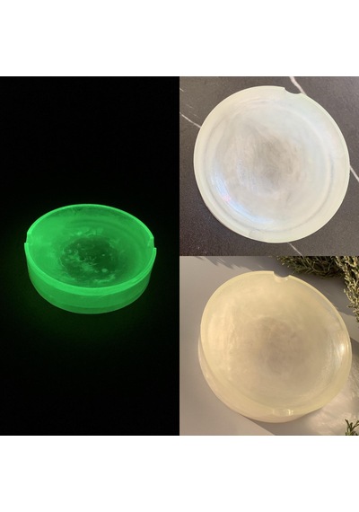 Beyaz Sedefli Yuvarlak Yeşil Neon Renkli Fosforlu Epoksi Küllük