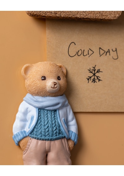 Madame Coco Voir Bear Magnet - Bej/mavi - 4x8 Cm 8684427186961 Ekru