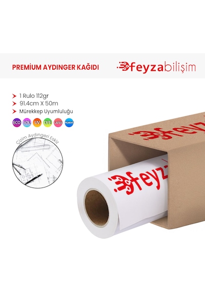Feyza Bilişim Plotter Aydınger Kağıdı 112gr 91.4cm X 50mt-1