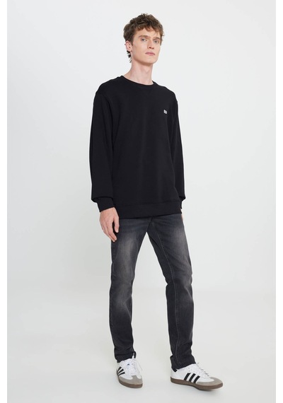 Lee Regular Fit %100 Pamuk İçi Polarlı Siyah Erkek Sweatshirt L81ıry100 Siyah